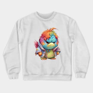 Colorful Bird Cute Adorable Humorous Illustration Crewneck Sweatshirt